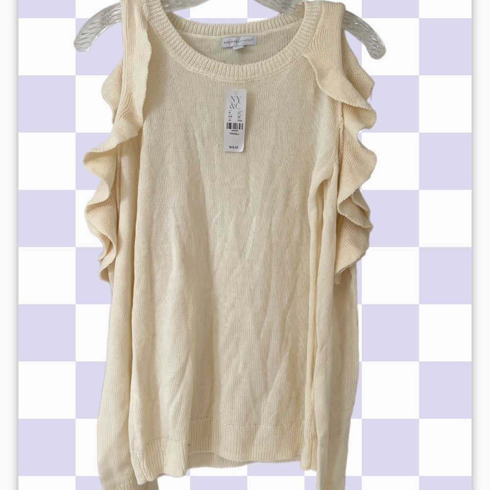 New York & Company brand new with tags adorable sweater w/ruffles and cut outs